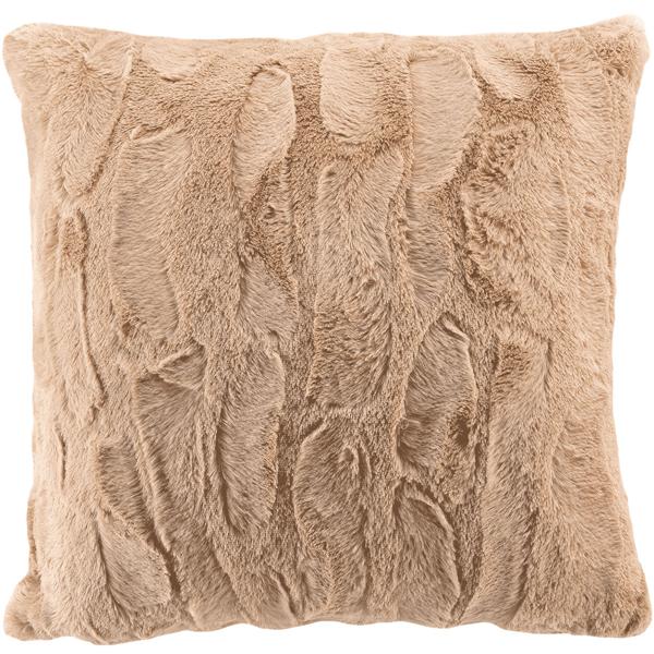 Coussin câlin duveteux 45x45 cm - Coussin décoratif d‘une douceur rêvée, fausse fourrure sable, housse amovible - Doux, chaud et facile d‘entretien