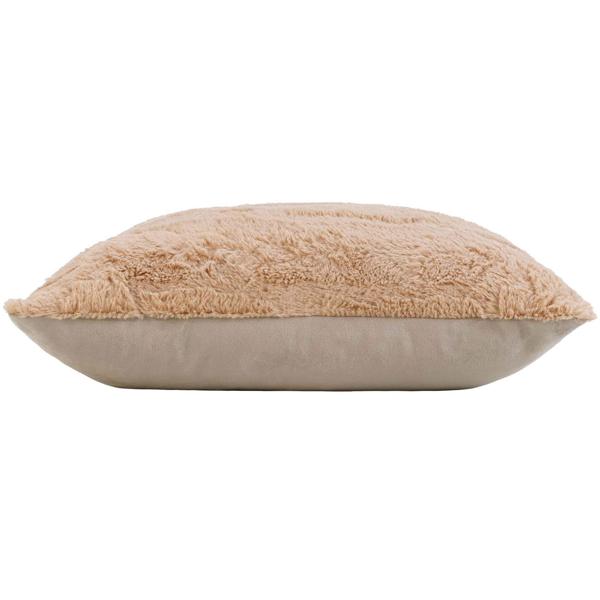 Coussin câlin duveteux 45x45 cm - Coussin décoratif d‘une douceur rêvée, fausse fourrure sable, housse amovible - Doux, chaud et facile d‘entretien