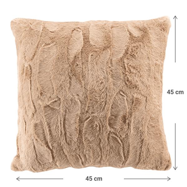 Coussin câlin duveteux 45x45 cm - Coussin décoratif d‘une douceur rêvée, fausse fourrure sable, housse amovible - Doux, chaud et facile d‘entretien