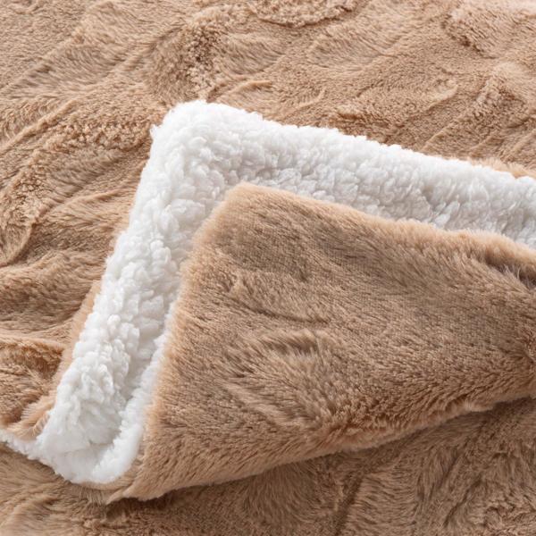 Plaid de canapé douillet au luxueux effet fourrure, 125 x 150 cm, coloris sable - Idéal pour des moments cosy sur le canapé ou comme couvre-lit