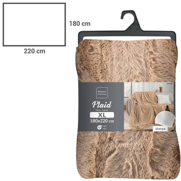 Couverture de canapé douillette aspect fourrure luxueux, 180 x 220 cm, couleur sable - idéale pour des moments cosy sur le canapé ou comme couvre-lit