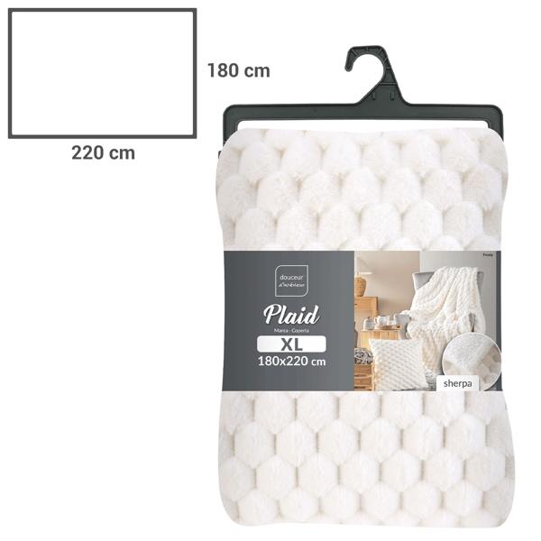 4-piece set of cozy sofa blankets 180 x 220 cm & 125 x 150 cm and 2 luxurious sofa cushions 45 x 45 cm in white - For feel-good moments