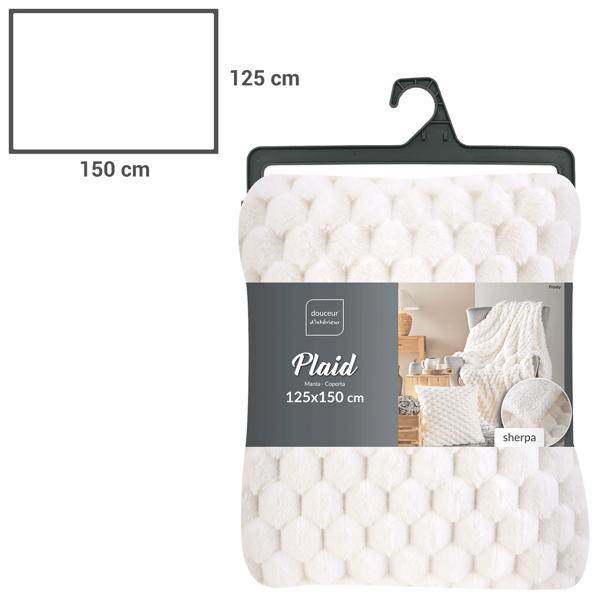 Élégante couverture de canapé douillette, 125 x 150 cm, blanche - Idéale comme compagne chaleureuse pour des moments cosy sur le canapé ou comme couvre-lit
