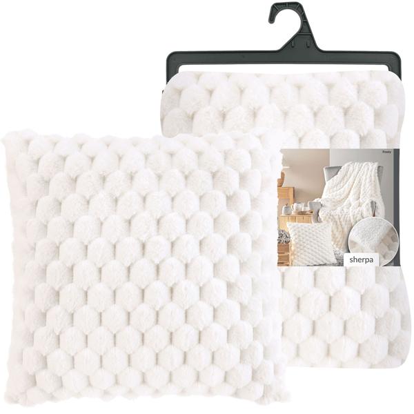 2-piece set: Cozy sofa blanket 125 x 150 cm & luxurious sofa cushion 45 x 45 cm in white - For cozy hours on the sofa