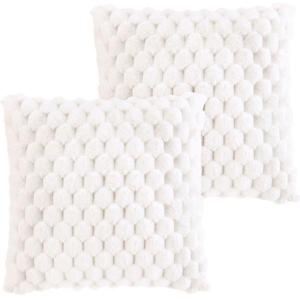 2er-Set Luxuriöses Sofakissen 45x45 cm - Traumhaft weiches Kuschelkissen in Weiss, Bezug abnehmbar - Weich, warm & pflegeleicht