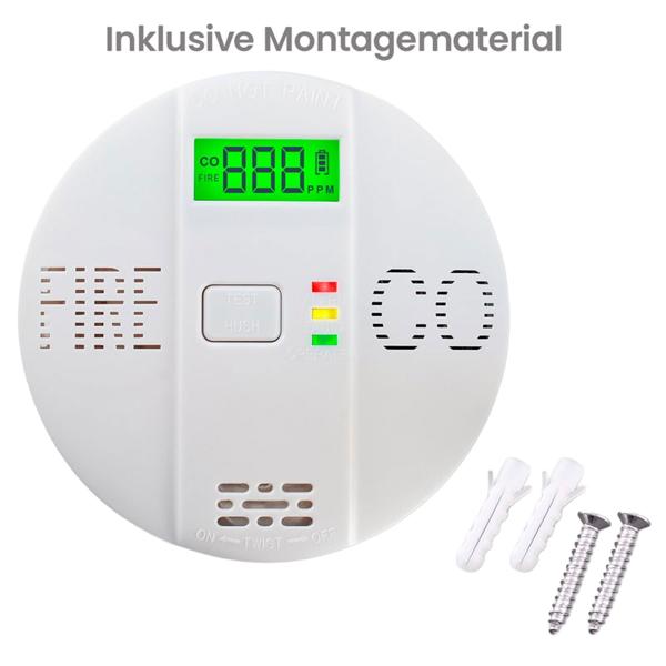 3er-Set Sicherer CO & Rauchmelder Kombigerät Air-Guard Duo, 85dB. Zuverlässiger Brand- & Kohlenmonoxidalarm mit digitalem LCD, Test- & Stummschaltfunktion