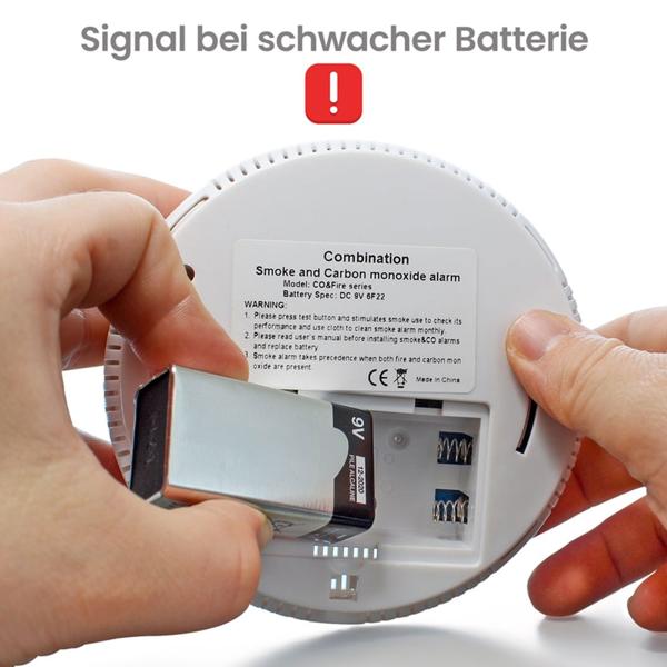 3er-Set Sicherer CO & Rauchmelder Kombigerät Air-Guard Duo, 85dB. Zuverlässiger Brand- & Kohlenmonoxidalarm mit digitalem LCD, Test- & Stummschaltfunktion