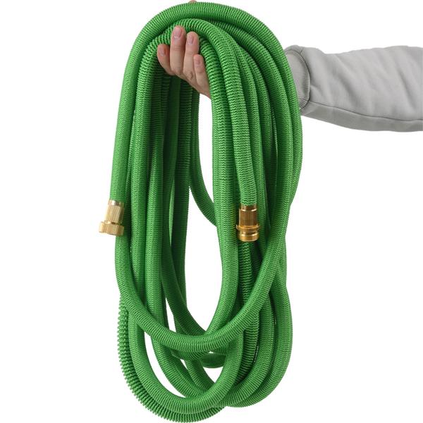 Tuyau d‘arrosage extensible de 10 à 30 m avec raccords en aluminium, tuyau d‘eau flexible résistant aux UV, extension x3, filetages en aluminium doré de 3/4 de pouce