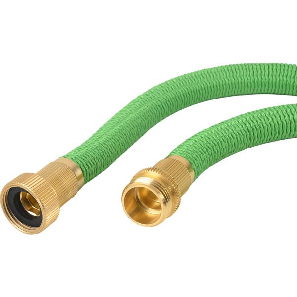 Tuyau d‘arrosage extensible de 10 à 30 m avec raccords en aluminium, tuyau d‘eau flexible résistant aux UV, extension x3, filetages en aluminium doré de 3/4 de pouce