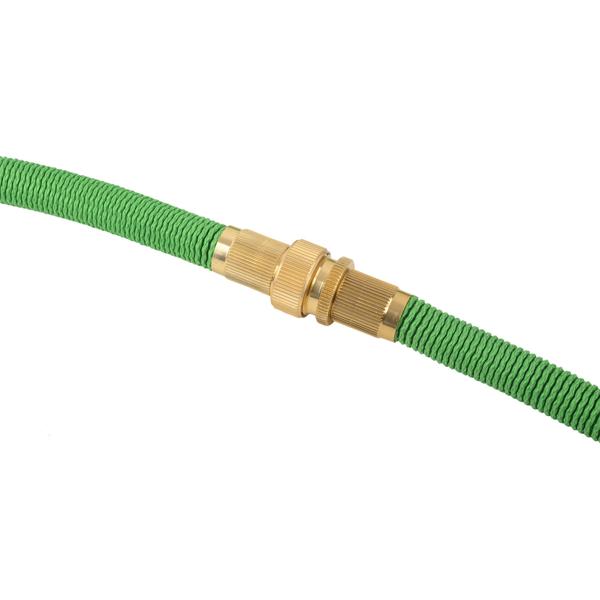 Tuyau d’arrosage extensible 5 à 15 m avec raccords en aluminium, tuyau d’eau flexible résistant aux UV, allongement x3, filetages en aluminium doré 3/4 pouce