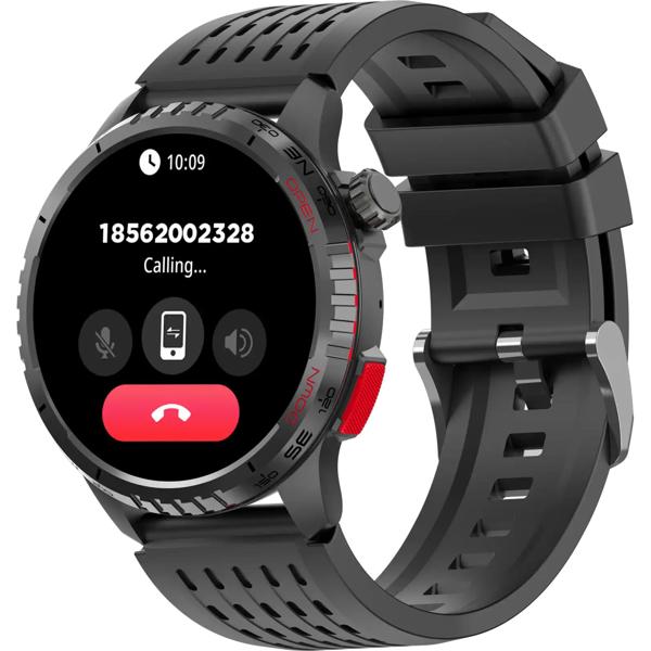 GPS Smartwatch mit 1.43" Amoled Display Schwarz, Bluetooth 5.3, Blutdruck & SpO2 Sensor – Beste Fitness Uhr für Sport, Laufen, Workout & Anrufe