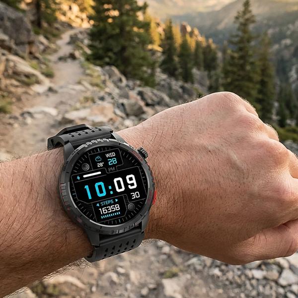 Smartwatch GPS con display AMOLED da 1,43“ nero, Bluetooth 5.3, sensore di pressione sanguigna e SpO2 – miglior orologio fitness per sport, corsa, workout e chiamate