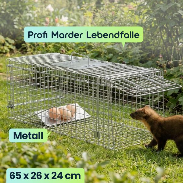 2er-Set Profi Marder Lebendfalle - Wiederverwendbare Gitterfalle mit Trittplatte, Tragegriff und Beissschutz - für Marder und kleine Nagetiere