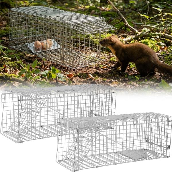 2er-Set Profi Marder Lebendfalle - Wiederverwendbare Gitterfalle mit Trittplatte, Tragegriff und Beissschutz - für Marder und kleine Nagetiere