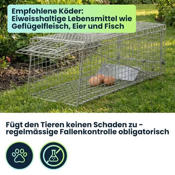 2er-Set Profi Marder Lebendfalle - Wiederverwendbare Gitterfalle mit Trittplatte, Tragegriff und Beissschutz - für Marder und kleine Nagetiere