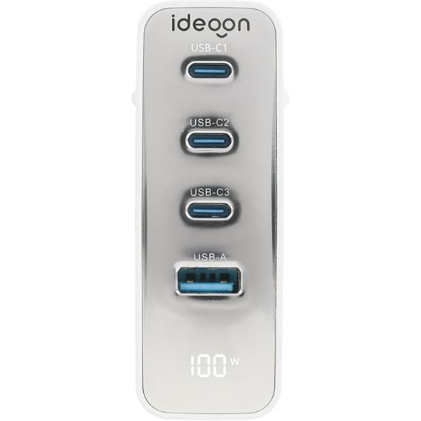 4er-Set 100W GaN III USB-Ladegerät mit 4 Ports, 3x USB-C & 1x USB-A, Schnellladegerät mit LED-Display, PD, feuerfestes Gehäuse, für Laptop und Handy