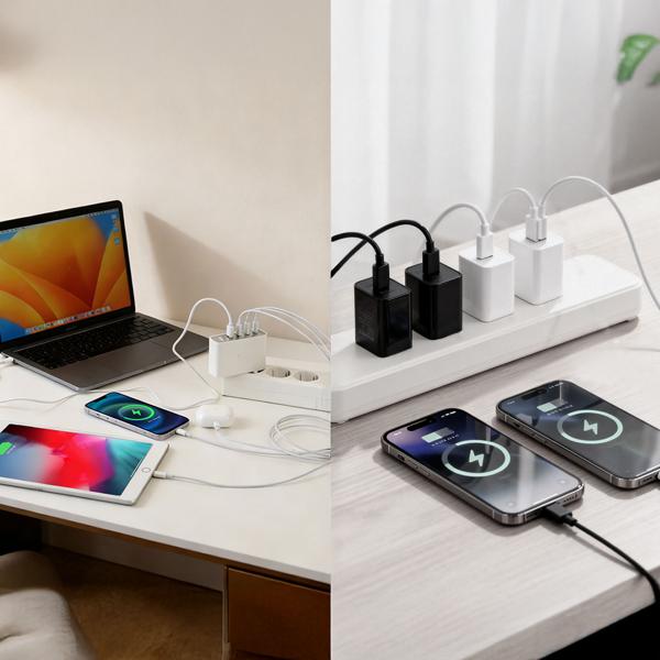 4er-Set 100W GaN III USB-Ladegerät mit 4 Ports, 3x USB-C & 1x USB-A, Schnellladegerät mit LED-Display, PD, feuerfestes Gehäuse, für Laptop und Handy