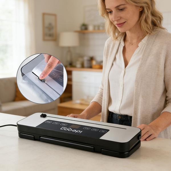 Macchina sottovuoto 120W con touchscreen e grande display – Inclusi rotolo da 3 m, potenza di aspirazione 65 kPa e utilizzo facile per una freschezza che dura a lungo