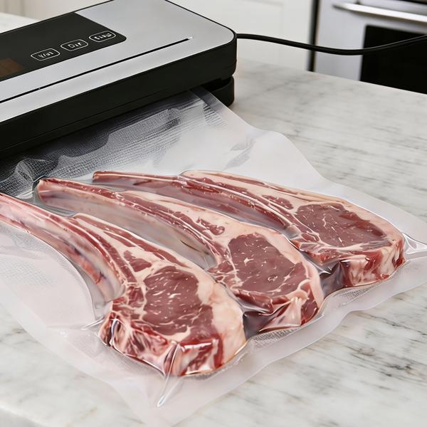 Rouleaux de film pour mise sous vide 28x300 cm set pro – 2 rouleaux de gaines sous vide pour des aliments plus frais et qui se conservent plus longtemps – protection contre les brûlures de congélation