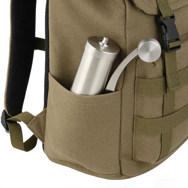 Robust stainless steel hand coffee grinder with ceramic grinding mechanism, stepless grind adjustment, removable handle, manual coffee grinder for espresso & filter coffee