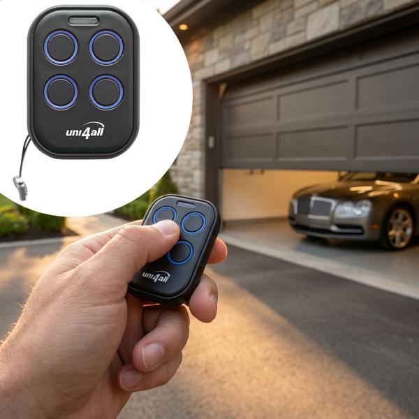Super telecomando universale: autoapprendente, multifrequenza a 4 canali per cancelli, garage, tapparelle, irrigazione e illuminazione - incl. batteria!