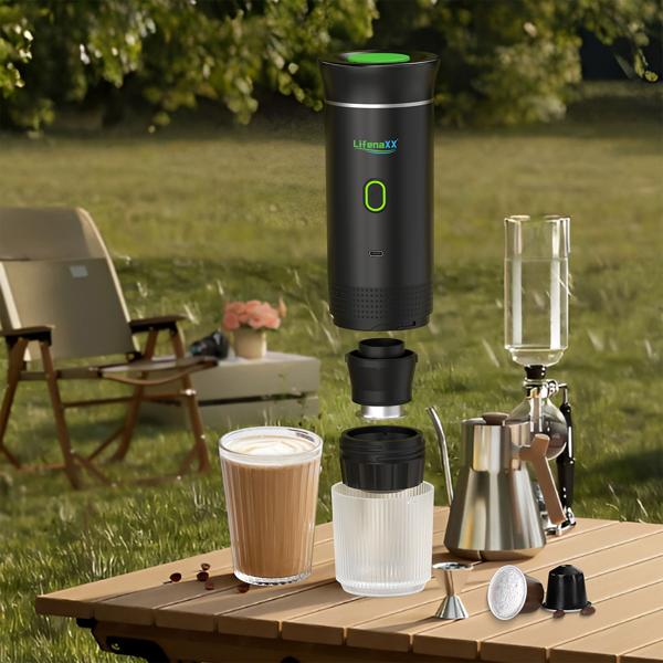 Perfect, portable espresso everywhere: Espresso To Go battery-powered coffee machine for camping, travel & office – For capsules and ground coffee – Luxurious indulgence