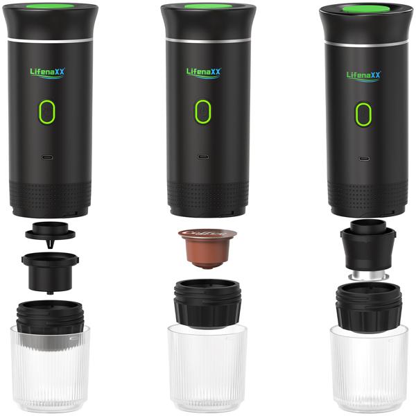 Perfect, portable espresso everywhere: Espresso To Go battery-powered coffee machine for camping, travel & office – For capsules and ground coffee – Luxurious indulgence