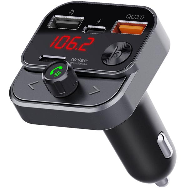 Premium Bluetooth 5.3 FM Transmitter für Auto - Genialer MP3 Player & USB QC 3.0 Ladeadapter - Kristallklare Freisprecheinrichtung mit Bass-Boost