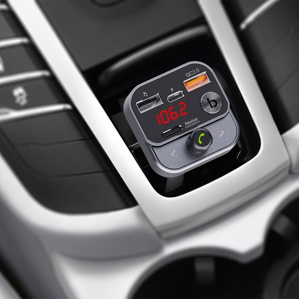 Premium Bluetooth 5.3 FM Transmitter für Auto - Genialer MP3 Player & USB QC 3.0 Ladeadapter - Kristallklare Freisprecheinrichtung mit Bass-Boost