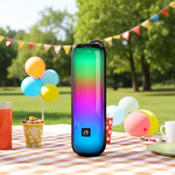 Potente altoparlante party Bluetooth 5.3 – Boombox mobile con suono potente, radio FM, USB/microSD e spettacolo di luci colorate per feste e uso all‘aperto