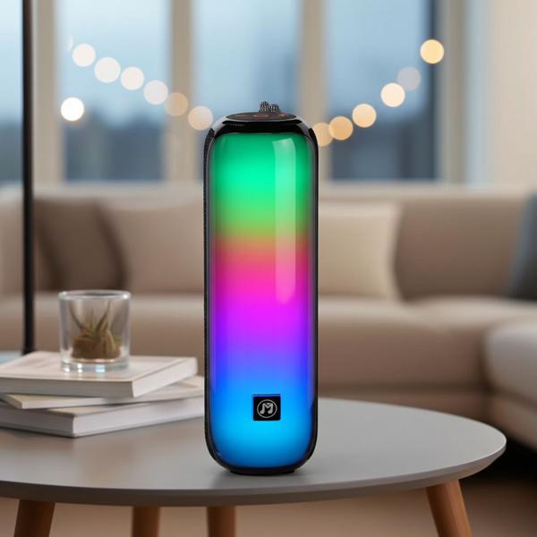 Potente altoparlante party Bluetooth 5.3 – Boombox mobile con suono potente, radio FM, USB/microSD e spettacolo di luci colorate per feste e uso all‘aperto
