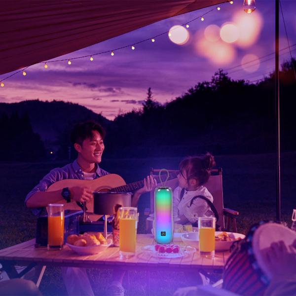 Potente altoparlante party Bluetooth 5.3 – Boombox mobile con suono potente, radio FM, USB/microSD e spettacolo di luci colorate per feste e uso all‘aperto