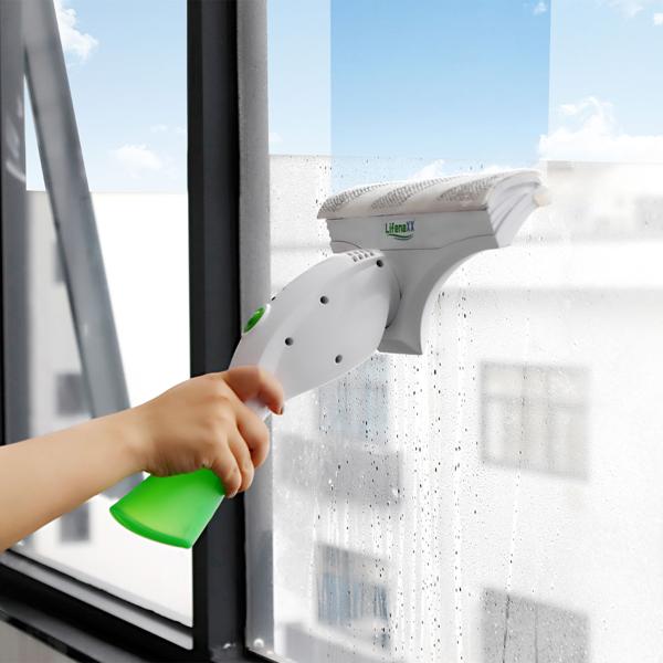 Powerful electric cordless window vacuum: Streak-free cleaning of glass, mirrors, shower walls & tiles – fast, quiet & efficient