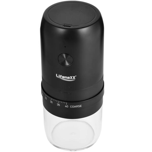 Mobile Elektrische Kaffeemühle – Konisches Keramik Mahlwerk, präzise einstellbar für den perfekten Espresso - Kabellos, USB-C Akku-Betrieb