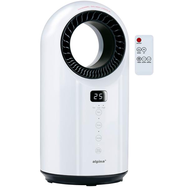 Elegant 1500W PTC Tower Fan Heater with Remote Control, Bladeless Oscillating Heater with 12h Timer – For Living Room & Bedroom or Home Office