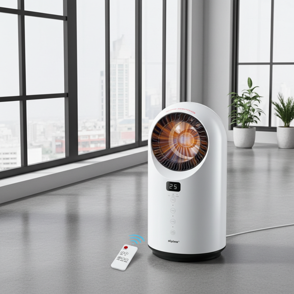 Elegant 1500W PTC Tower Fan Heater with Remote Control, Bladeless Oscillating Heater with 12h Timer – For Living Room & Bedroom or Home Office