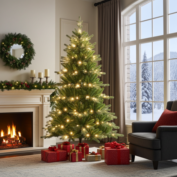 Albero di Natale LED Premium, albero artificiale 180 cm, voluminoso e densamente illuminato - Albero con 210 luci, pieghevole, decorazione festiva per interni