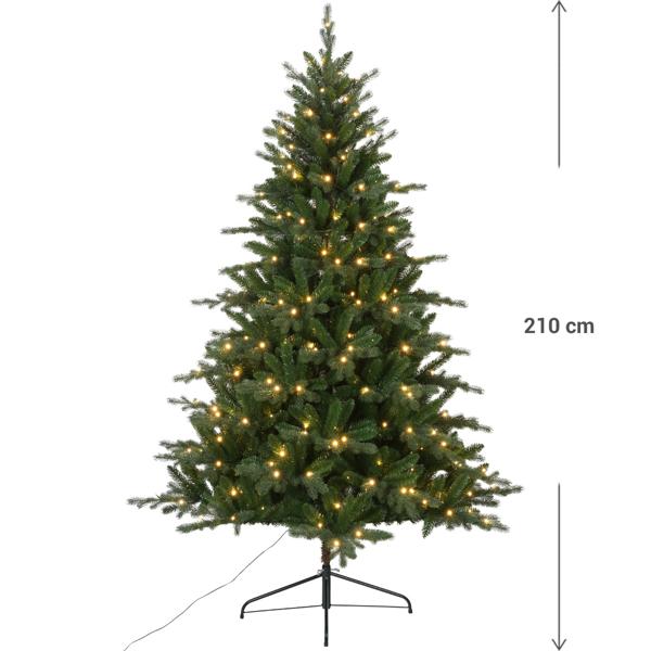 Sapin de Noël LED premium, arbre artificiel 210 cm, volumineux et densément éclairé - sapin avec 290 lumières, pliable, déco festive pour l’intérieur