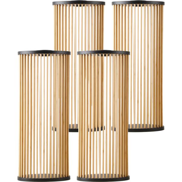 4er-Set Stilvolle Solar-Laterne aus Bambus 60cm – Warmweisse LED Gartenleuchte, die perfekte wetterfeste Aussen-Deko für Ihre Terrasse & Garten