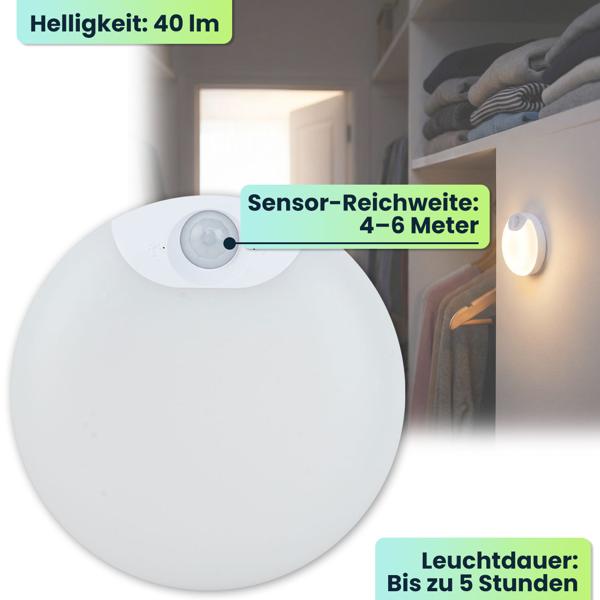 2er-Set LED Schrankleuchte mit Bewegungssensor – Wiederaufladbares Nachtlicht, Magnetisch & Kabellos – Ideal als Treppenlicht & für Kleiderschrank
