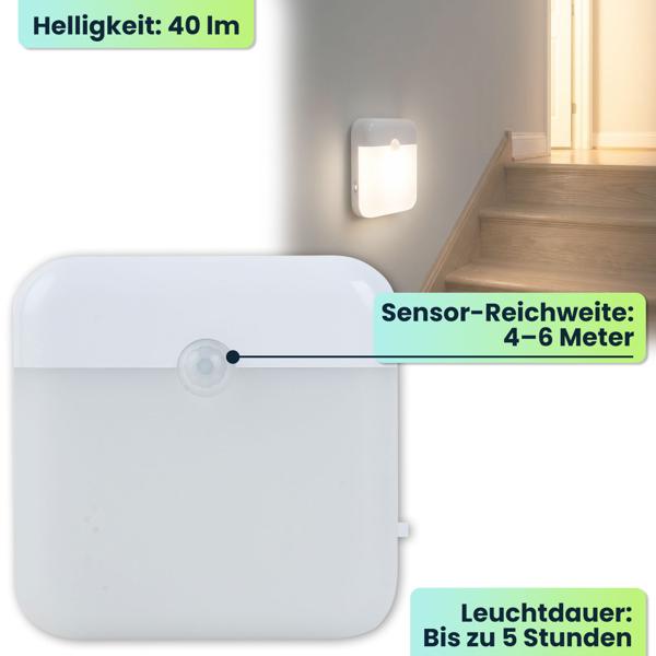 4er-Set LED Nachtlicht, Bewegungssensor: Akku Schrankleuchte, USB aufladbar, selbstklebend & magnetisch – Ideal als Treppenlicht & für Kleiderschrank