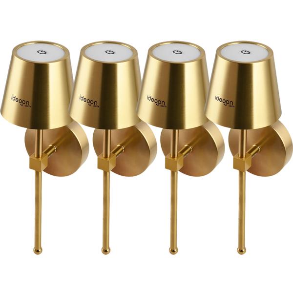 4er-Set Elegante LED Wandleuchte kabellos mit Fernbedienung: Akku Wandlampe dimmbar in Gold, USB aufladbar mit Timer & Touch-Sensor