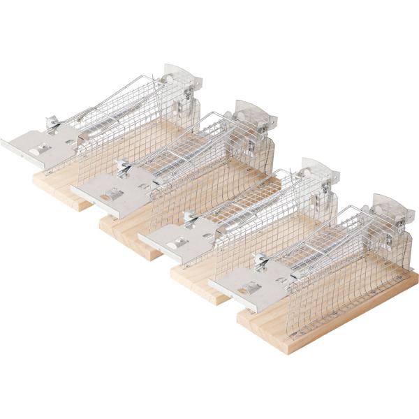 4er-Set Maus-Käfigfalle - Wiederverwendbare Lebendfalle für innen und aussen - Effektive Mausefalle mit sicherem Schliessmechanismus
