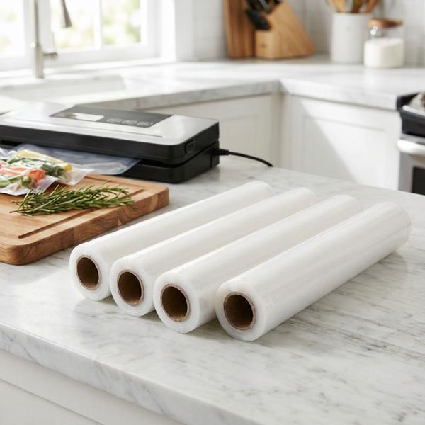 Rouleaux de film pour mise sous vide 28x300 cm set pro – 4 rouleaux de gaines sous vide pour des aliments plus frais et plus longue conservation – protection contre le givre