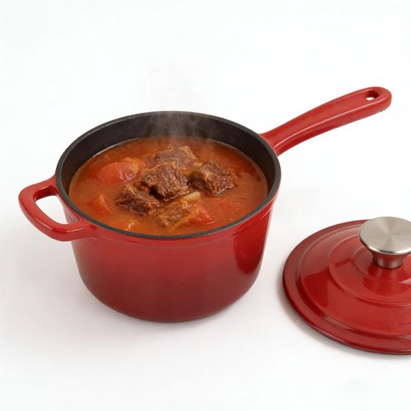 Professional cast iron pot set, 3-piece, set with frying pan, cooking pot and saucepan, enamelled cookware for all hob types, induction & oven