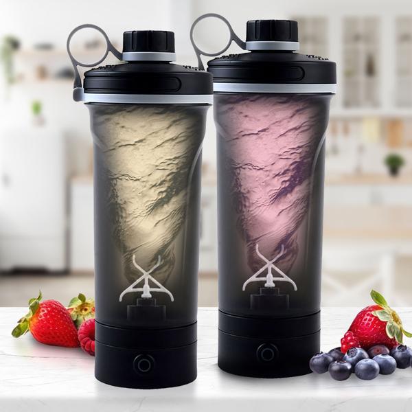 Lot de 2 shakers à batterie haute performance pour shakes protéinés et smoothies - Portable, électrique, rechargeable USB-C, mélange sans grumeaux - Idéal pour le sport et le fitness 