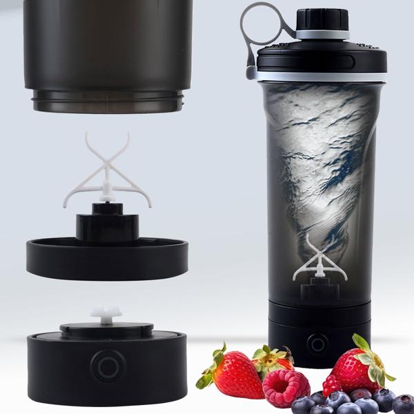 Lot de 2 shakers à batterie haute performance pour shakes protéinés et smoothies - Portable, électrique, rechargeable USB-C, mélange sans grumeaux - Idéal pour le sport et le fitness 
