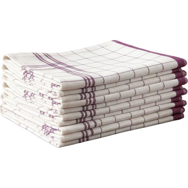 Durable 10-pack half-linen tea towels: 55% linen-45% cotton, burgundy, 70x50cm, washable at 95°C, OEKO-TEX – highly absorbent, streak- & lint-free