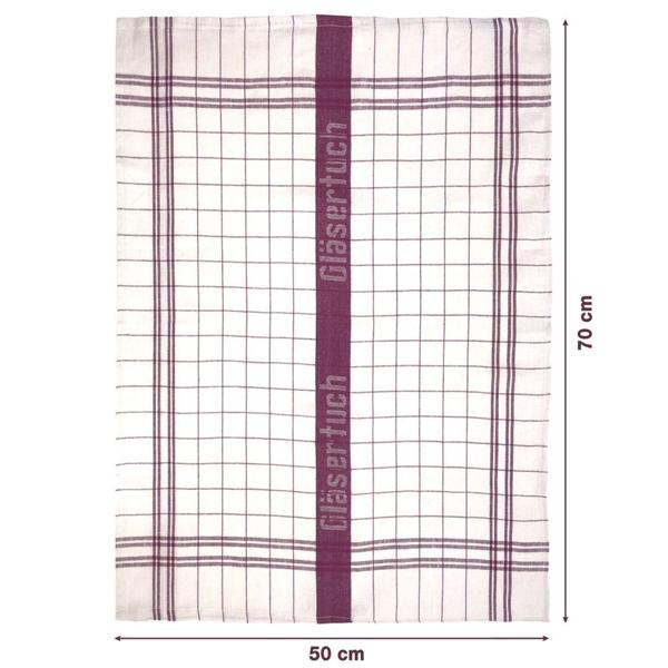 Durable 10-pack half-linen tea towels: 55% linen-45% cotton, burgundy, 70x50cm, washable at 95°C, OEKO-TEX – highly absorbent, streak- & lint-free