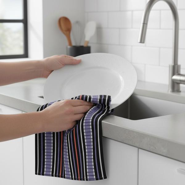 Grubentuch 100% cotton: Highly absorbent dish towel & multipurpose towel, purple-black - Robust drying towel for home & catering